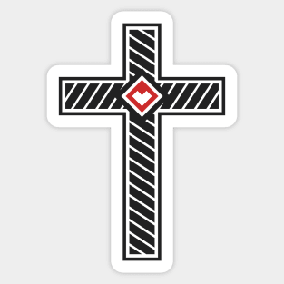 Cross of Jesus Christ with a heart in the center Sticker